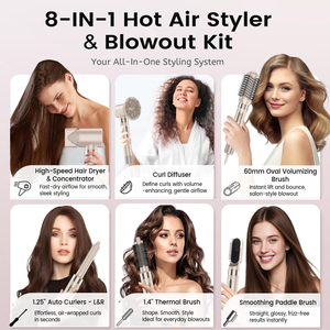 เครื่องจัดแต่งทรงผมอเนกประสงค์แบบไอออนิกความเร็วสูง ชุดแปรงเป่าผมแบบขั้นตอนเดียว พร้อมหัวเปลี่ยนได้ สำหรับใช้ในโรงแรมและกลางแจ้ง - Product Image 3