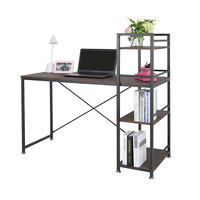Étagère de présentation convertible à 4 niveaux, cadre en métal, bibliothèque, bureau d'étude, combinaison moderne, table d'ordinateur, surface en bois pour le bureau à domicile