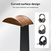 Support pour casque avec support pour manette de jeu, support pour casque en bois de noyer avec base de rangement