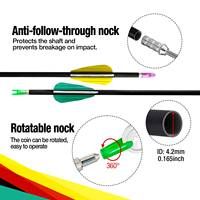 Flèches en carbone de 4.2mm, flèches de chasse avec fente de guidage du vent, flèches de ciblage en fibre de carbone Spine350-1500
