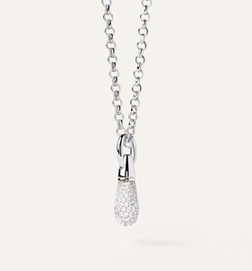 Retro eredità personalizzata goccia d'acqua piena di diamanti luce di lusso Versatile squisito semplice ciondolo bella collana - Product Image 3