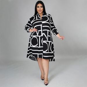 Fall Letter Printed Loose Long Sleeve <strong>Dress</strong> Shirts Ladies Shirt <strong>Dresses</strong> for Women - Product Image 2