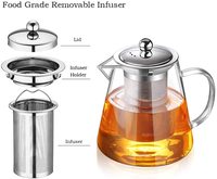 Théière en verre de luxe moderne et écologique de 32oz/43oz, compatible avec les plaques de cuisson, pour thé en fleurs et en vrac, avec infuseur