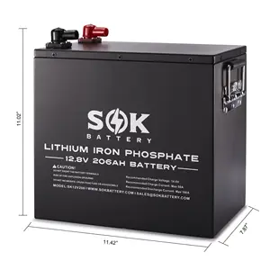 In Stock USA Free Shipping SOK 12V 206Ah Marine Grade LiFePO4 Lithium Iron Phosphate Battery Pack