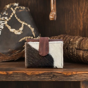 Boshiho Stylish <b>Small</b> Card Holder <b>Wallet</b> New Design Real Cowhide Fur Leather Clutch Multi-Use Western Hot Sale Credit Card - Product Image 2