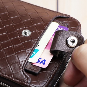 Men's <b>Wallet</b> Novelty Purse Zipper Woven Pattern Leather <b>Card</b> <b>Holder</b> <b>Wallet</b> for Man Purse with Zipper Pocket - Product Image 3