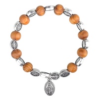 Bracelet religieux extensible élastique, charmes de saint, cadeau catholique pour hommes et femmes, chapelet de prière