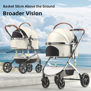 Lüks taşınabilir Pet taşıma arabası katlanabilir köpek taşıyıcı 4 tekerlekler Oxford alüminyum malzeme su geçirmez rahat için büyük - Product Image 4