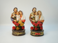Top Grace Love Holy Family sur la fleur résine articles religieux catholique avec Pot de bougie Statue de la nativité marie et jésus