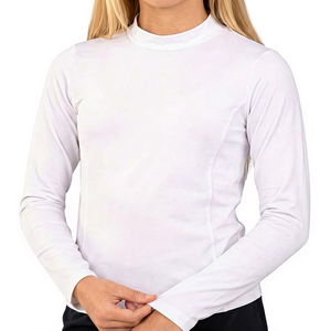Women <b>White</b> <b>Long</b> <b>Sleeve</b> Rash Guard Crew Neck UPF50 Anti UV Compression Shirt for MMA BJJ Jiu Jitsu - Product Image 1