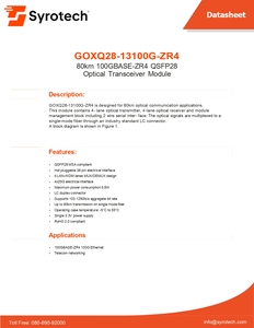Module émetteur-récepteur optique GOXQ28 13100G ZR4 1310nm 80KM avec connecteur LC, fibre monomode pour centres de données et télécommunications - Product Image 5
