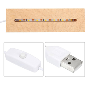 LED Table <b>Lamp</b> Wood Stand Holder DIY 3D RGB Night Light USB Recharge <b>Remote</b> <b>Control</b> Modern Design - Product Image 3