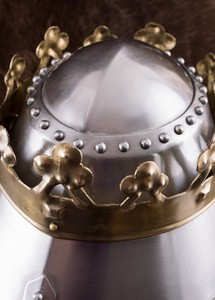 Casque royal personnalisé avec couronne, en acier, fait main, style médiéval, armure avec doublure en cuir, coiffe décorative - Product Image 5