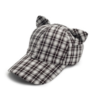 Casquette de baseball pour filles avec oreilles de voiture mignonnes, en tissu tissé à carreaux, design chic et original, cadeau pour femme, casquette à visière incurvée