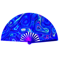 Grand éventail pliant UV de 13 pouces avec éclairage, grand éventail en bambou lumineux pour décoration de soirée en boîte de nuit, artisanat en bambou, éventails pour DJ