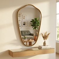 Miroir mural en fer encadré avec des boules dorées Art Déco, design en arche, idéal pour les anniversaires, à suspendre
