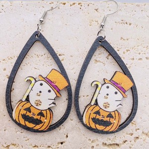 Orecchini Unisex a Forma di Cappello da Mago di Halloween, Alta Qualità, 8cm, in Legno Intagliato, Moda Halloween Hocus Pocus - Product Image 4