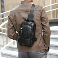 Sac de poitrine pour homme en cuir imperméable et tendance pour la course à pied, la marche, les voyages, avec fermeture éclair et logo personnalisé