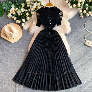 Vestido de Mujer al por Mayor Barato 2026, Vestido Elegante de Alta Gama con Cuello en V y Flores 3D, <span class=keywords><strong>Vestidos</strong></span> Plisados Casuales para Invitadas de <span class=keywords><strong>Boda</strong></span> - Product Image 6