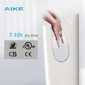AIKE AK2030 Washroom Automatic Jet Dryer ABS Body Brushless Motor Electric White Hand Dryer With Hepa Filter