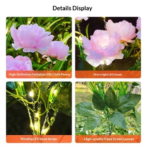 Nouvelle conception, lumière de jardin LED 1,2 V en forme de pivoine, étanche pour extérieur, parc, allée, paysage, fête, décoration - Product Image 4
