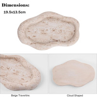 Plateau de service en travertin beige en forme de nuage nordique pour porte-parfum, porte-bougie, décoration d'intérieur, table basse, commode