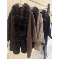 OFTBUY 2026 Nouvelle Veste Cardigan en Cachemire Tricoté pour Femme, Mélange de Laine de Luxe, Vraie Grande Fourrure de Renard, Manches Chaudes, Coupe Oversize