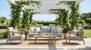 Novo Lançamento <span class=keywords><strong>2026</strong></span>: Conjunto de Sofá para Exterior de 3 Peças com Estrutura em Teca e Alumínio, Corda Trançada, Impermeável – Móveis para Pátio, Varanda de Hotel e Jardim - Product Image 4