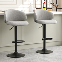 Tabouret de bar fixe moderne avec repose-pieds confortable et revêtement en tissu pour cuisine, bar à domicile, hôtel, salle à manger – Caractéristique robuste