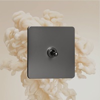 Prise murale rétro vintage 220v avec double port de charge USB type C, interrupteur à bascule en acier inoxydable gris à 2 voies, interrupteurs lumineux