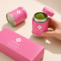 Boîte en fer blanc ronde vide de 30g 50g pour poudre de thé matcha, scellée avec couvercle à vis hermétique, emballage alimentaire de qualité alimentaire, logo personnalisé - Vente chaude