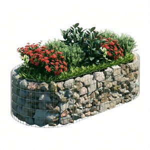 Bac à plantes surélevé en gabion de fer galvanisé 78,7x39,4x19,7 pouces pour la plantation de légumes et de fleurs dans le jardin - Product Image 1