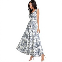 Robe longue maxi décontractée et fluide pour femme, coupe ample, imprimé floral bohème, col rond, 100 % viscose, collection été 2026