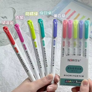 ปากกาไฮไลท์น่ารักแบบใหม่ หัวคู่ ลายมาการอง สำหรับสำนักงานและโรงเรียน ปากกาเจลคาวาอี้ ปากกาลูกลื่นแบบกำหนดเอง ขายส่ง ชุด 5 ด้าม - Product Image 1