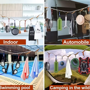 キャンプ用物干しストラップ アウトドア吊り下げロープオーガナイザー ポータブルキャンプ用物干し キャンプ用品用 - Product Image 6