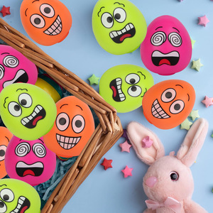 Promotional Squishy Stress <b>Ball</b> Custom Logo Football Shape Stress <b>Ball</b> Shaped Funny Release TPR Children Smiling Face Easter Egg - Product Image 2