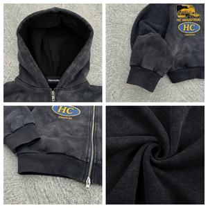 Sweat à capuche zippé imprimé graphique, modèle 6708, en coton bouclette épais 400 g/m², haute qualité, pour homme, style streetwear, vente en gros - Product Image 2