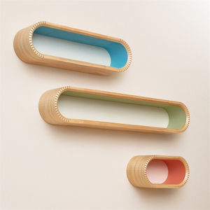 Colorful Oval <strong>Mid</strong> <strong>Century</strong> Modern Floating Shelves Accent Decorative Office Organizer Wall Mounted <strong>Bookshelf</strong> - Product Image 2