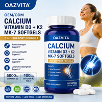 Complément alimentaire OEM Halal Calcium Vitamine D3 K2 MK7 en gélules pour la santé osseuse et immunitaire 5000 UI 10000 UI 2 en 1 Vitamine D3 K2 Gélules