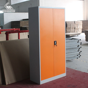 Mueble de Oficina Moderno de Fábrica, Armario Metálico Naranja de Doble Puerta con Estantes Ajustables y Cerradura, para Exteriores - Product Image 2