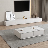 Table basse moderne et simple, combinaison pour petit appartement, meuble TV en bois massif blanc laqué