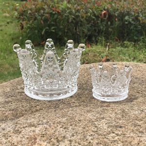 Support de bougie en <span class=keywords><strong>verre</strong></span> ambré <span class=keywords><strong>transparent</strong></span> en forme de couronne, pour bougies chauffe-plat, décoration de mariage, fête, maison - Product Image 3