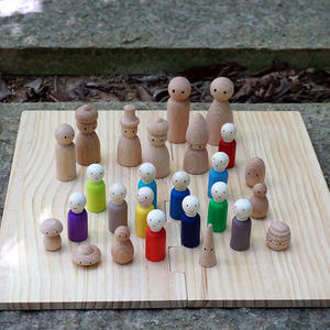 Jouets éducatifs Montessori personnalisés jouer à la cheville en bois poupées pour enfants bricolage bois décoration de gâteau rond plaine chevilles vierges pour jouets - Product Image 3