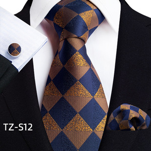 Conjunto de Corbata de Diseño para Hombre, Lujoso, Negro, Plateado, Azul, Paisley, para Negocios, Bodas, con Pañuelo de Bolsillo y Gemelos, Set de Regalo - Product Image 3