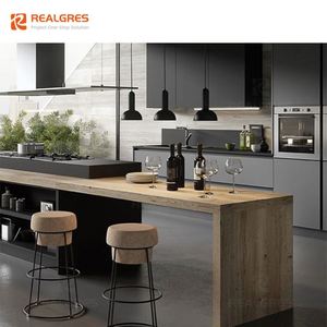 Realgres cao cấp biệt thự sang trọng thiết kế bằng gỗ nội thất nhà Bếp tích hợp Đảo Lưu trữ kết hợp tủ bếp hạt gỗ - Product Image 5