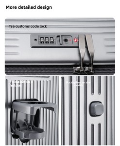 Nouvelle <span class=keywords><strong>valise</strong></span> à roulettes à ouverture frontale 20 pouces, bagage cabine 24 pouces, résistante aux chocs, entièrement en PC, avec serrure à combinaison - Product Image 3