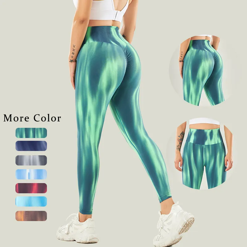 New 7 Colors Ombre Yoga Pants 3XL Tights High Waist Women Tie Dye Seamless Scrunch Butt Workout Leggings For Women
