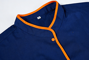 Veste de chef bleue en polycoton durable avec col montant, uniforme de chef respirant <span class=keywords><strong>pour</strong></span> le service alimentaire - Product Image 4