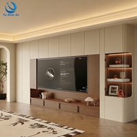 Fournisseur professionnel d'ensembles de meubles de style nordique en bois de luxe avec finition brillante, comprenant un meuble TV mural et une table basse, pour projets de rénovation