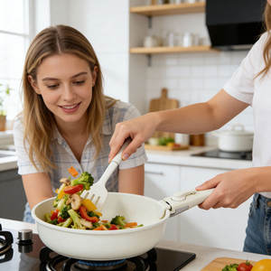 Juego de Ollas y Sartenes E-TOP Antiadherentes de 16 Piezas, Juego de Utensilios de Cocina con Mango Desmontable, Juego de Utensilios de Cocina Antiadherentes para Inducción, Apto para Horno - Product Image 2